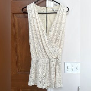 Collective Concepts Cream Lace Romper with back zipper